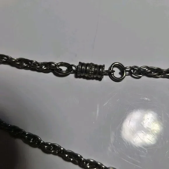 Silver Tone Twisted Chain With Tiger's Eye Necklace 18" - Picture 7 of 14